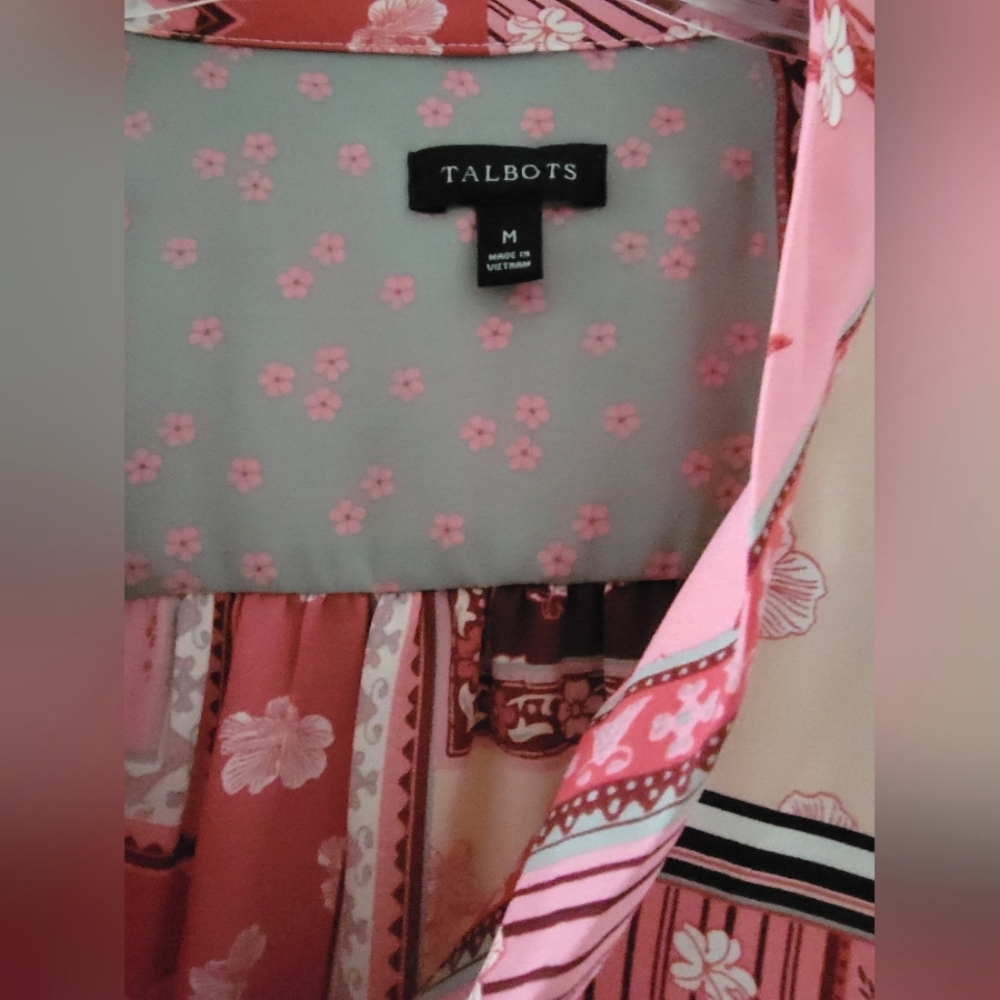 Talbots Patchwork Floral Bow Blouse - image 7